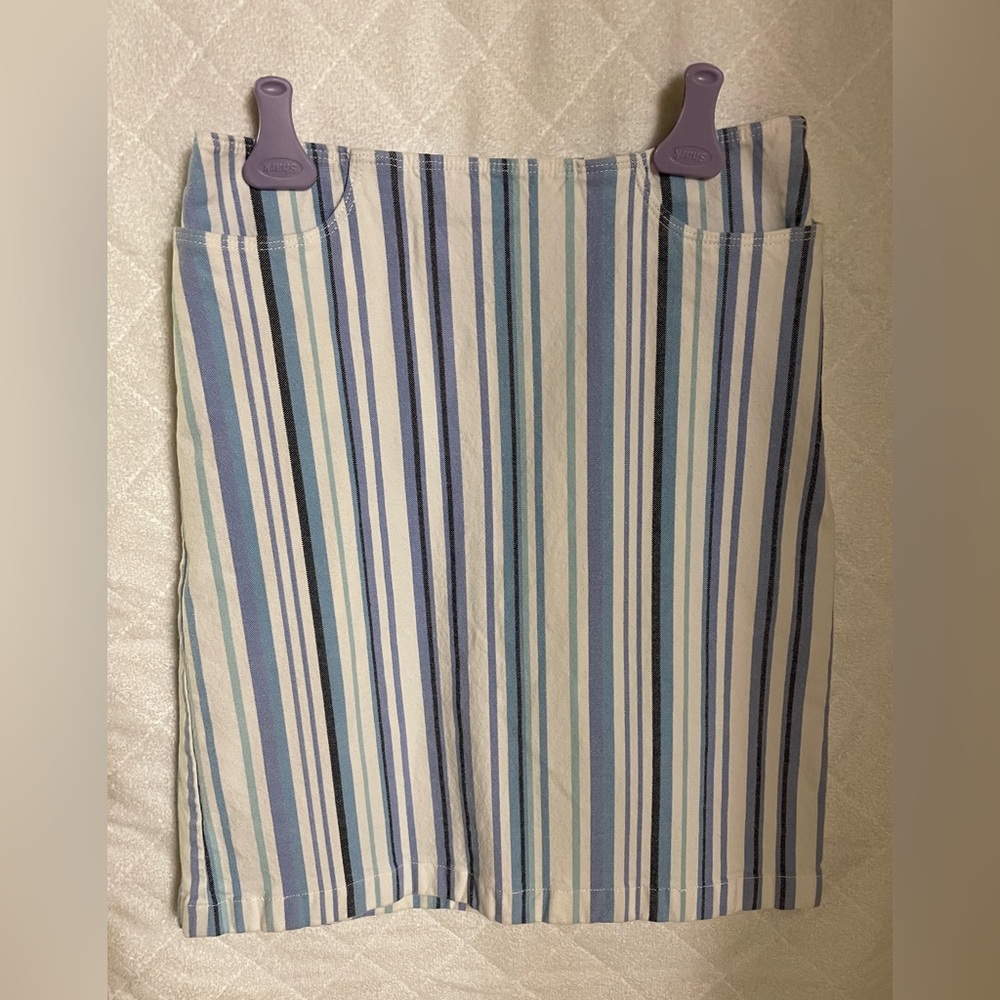 Blue vertical stripe skirt